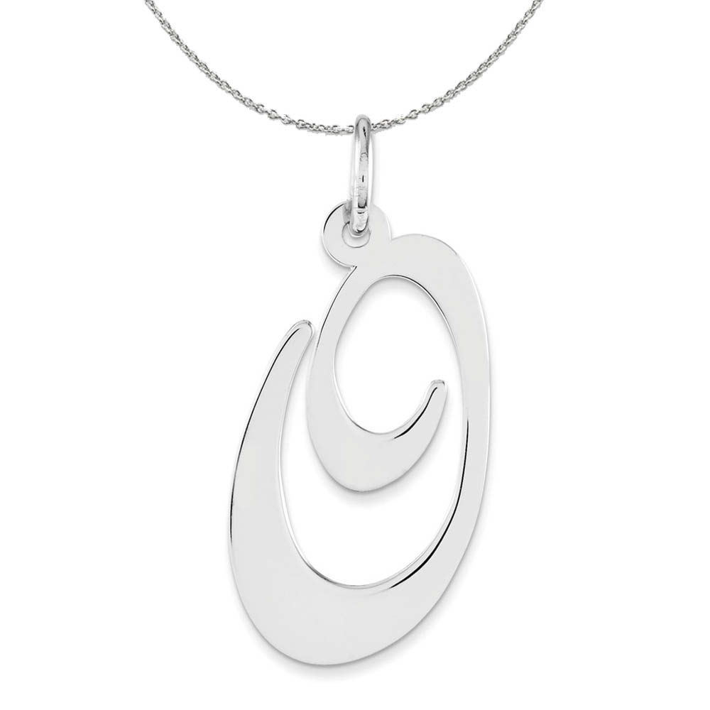 Sterling Silver, Ella Collection, LG Fancy Script Initial O Necklace