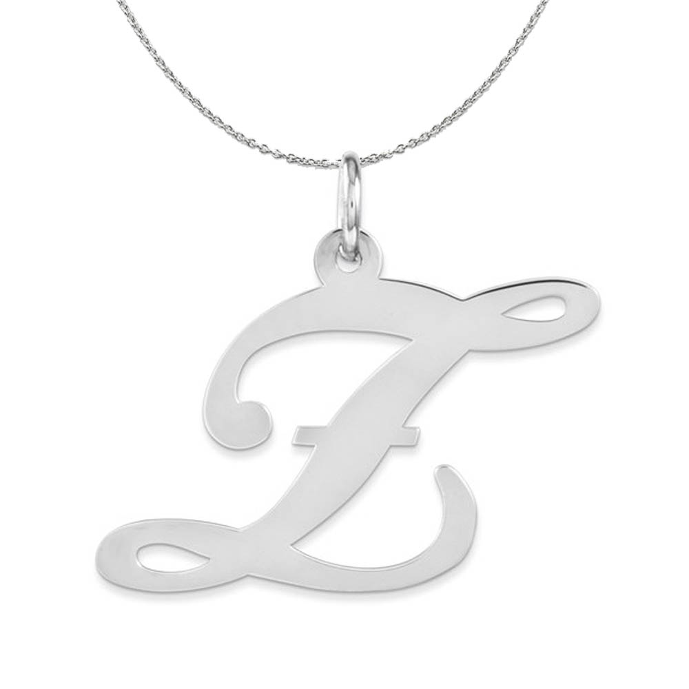 Sterling Silver, Ella Collection, LG Fancy Script Initial Z Necklace