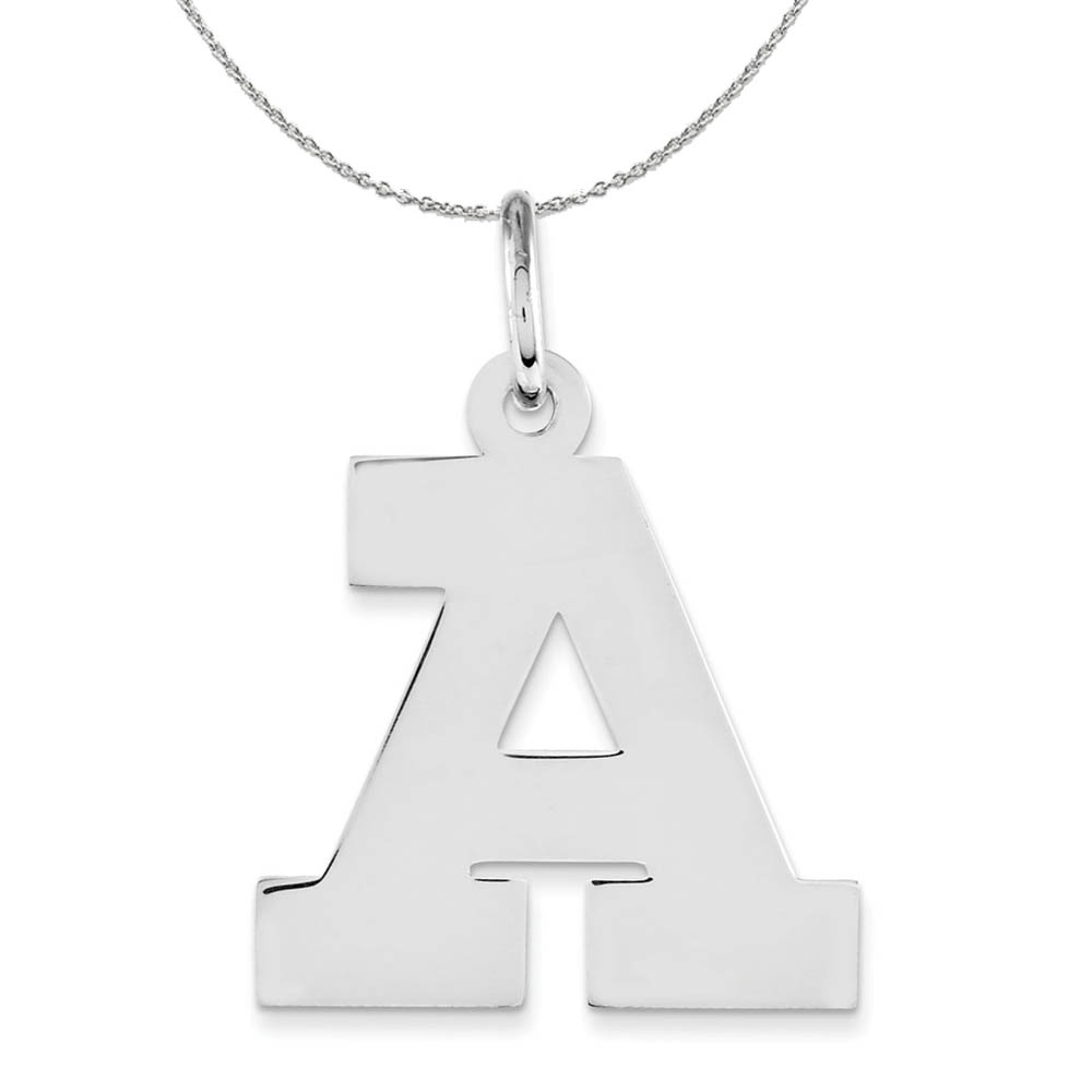 Silver Amanda Collection Block Style Initial A Necklace