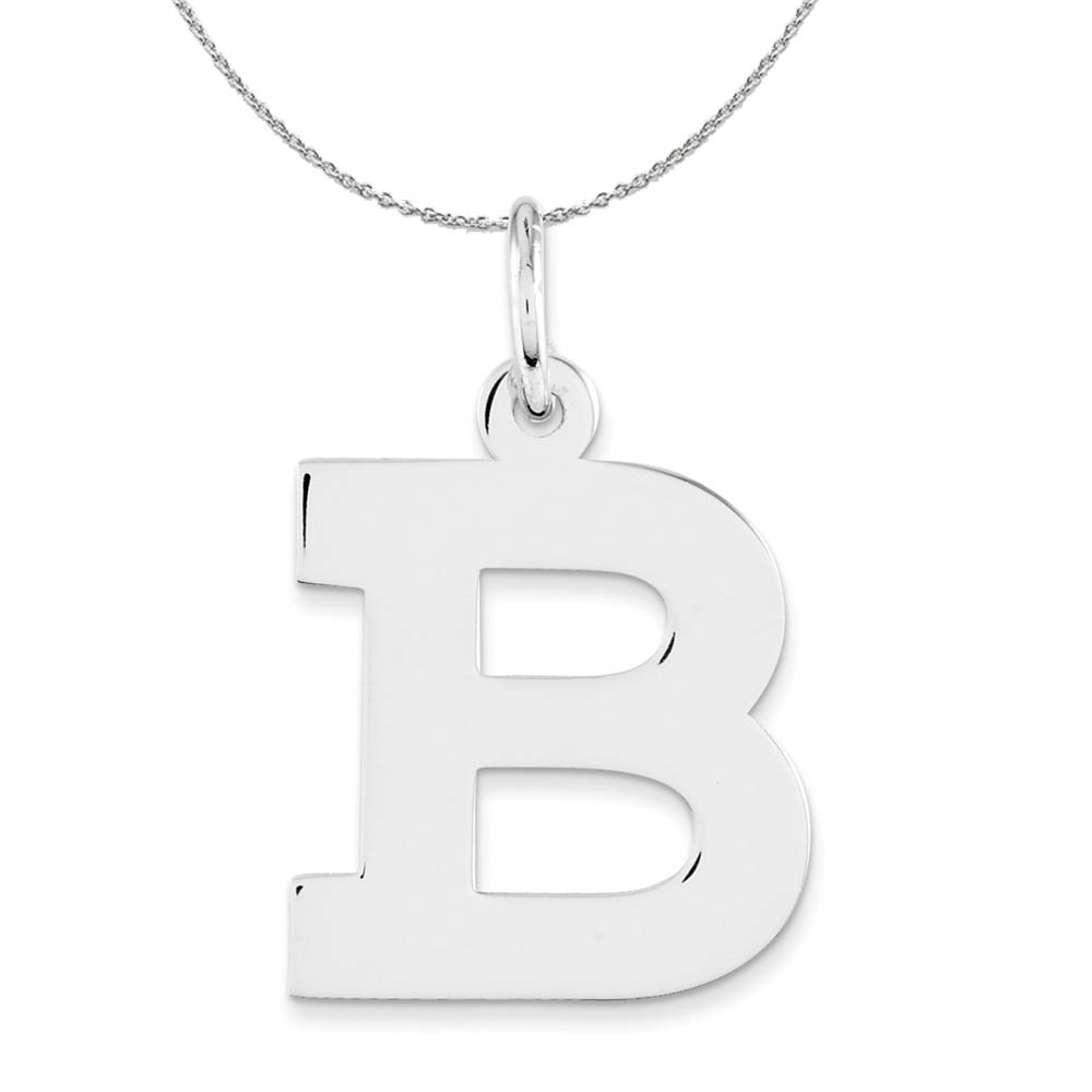 Silver Amanda Collection Block Style Initial B Necklace