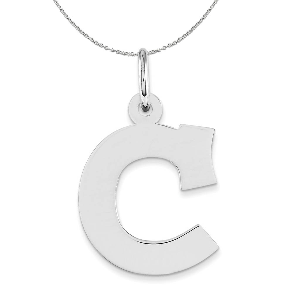Silver Amanda Collection Block Style Initial C Necklace