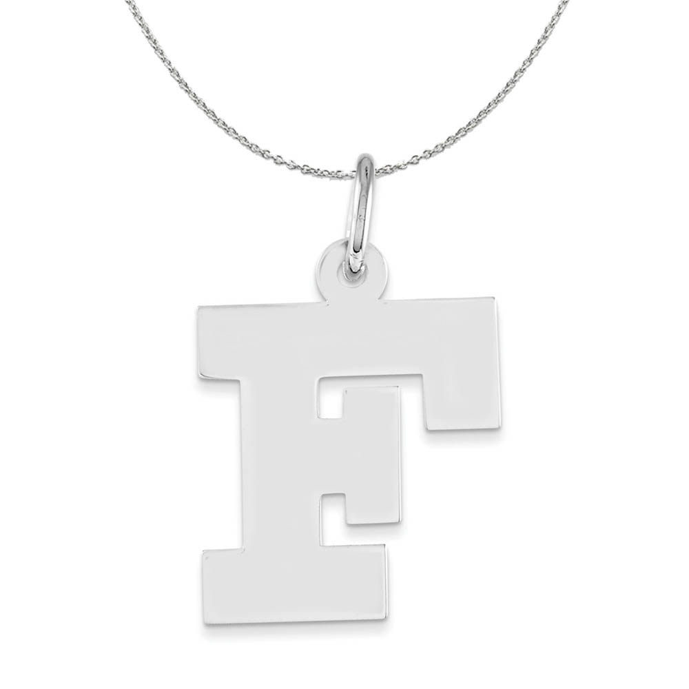 Silver Amanda Collection Block Style Initial F Necklace