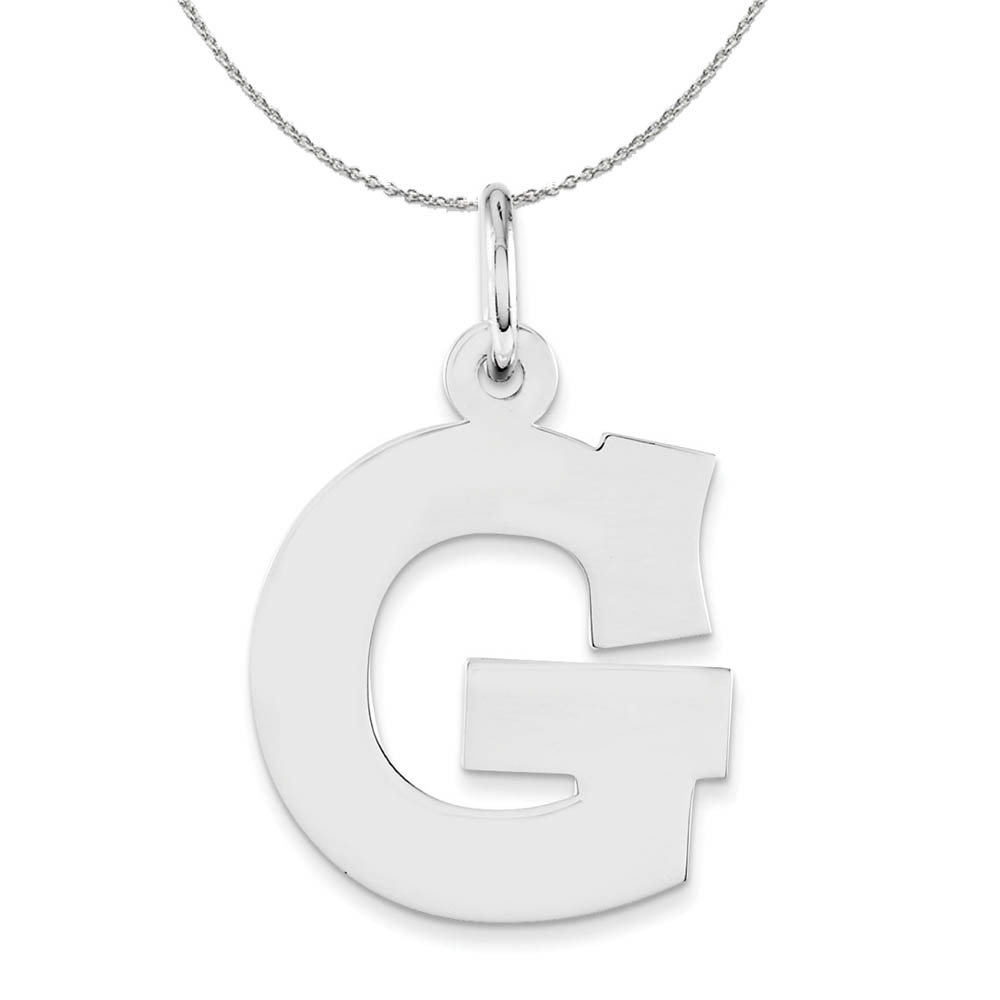 Silver Amanda Collection Block Style Initial G Necklace