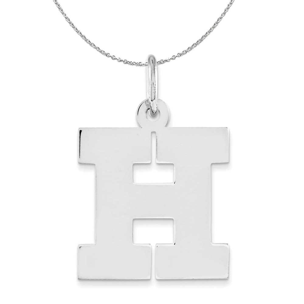 Silver Amanda Collection Block Style Initial H Necklace