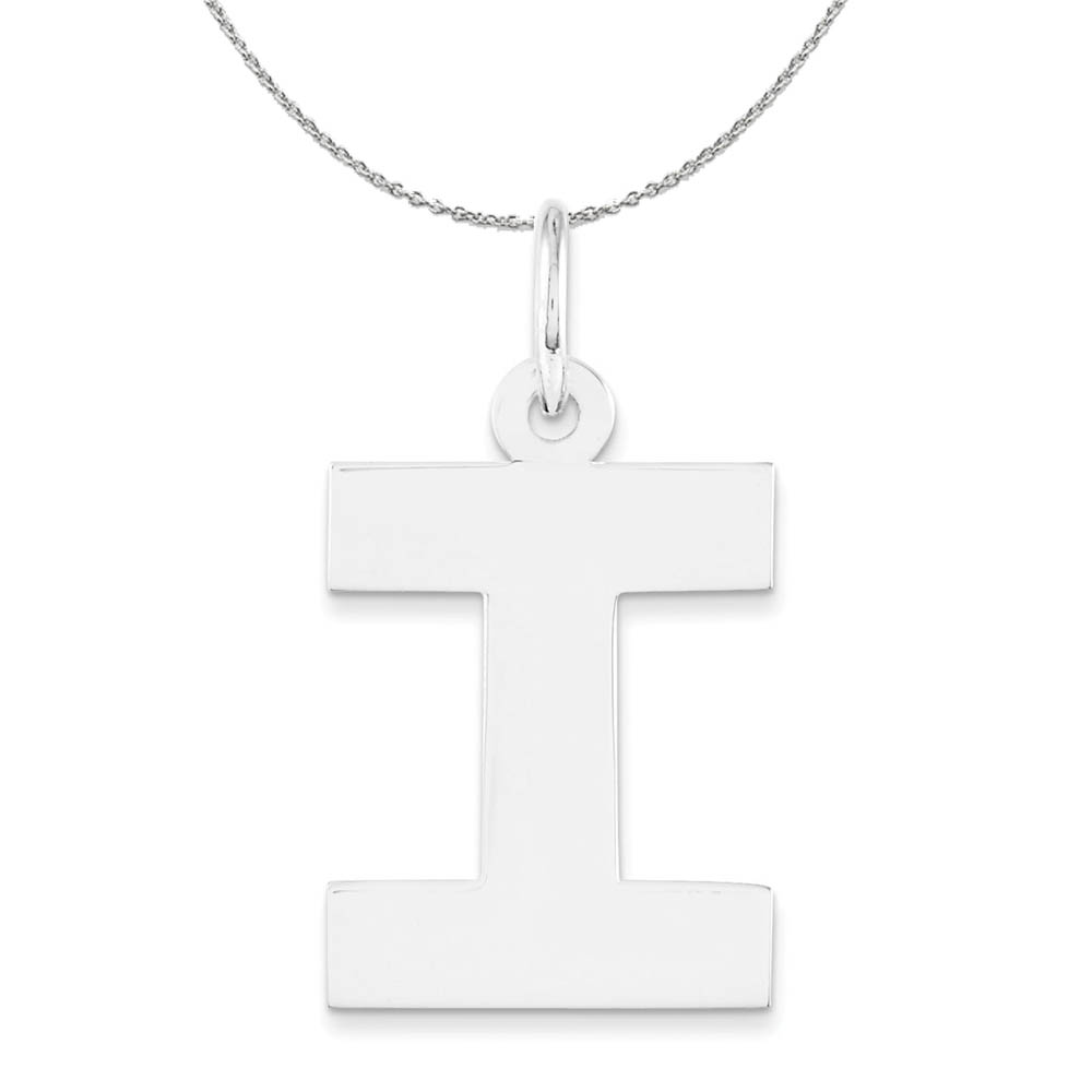 Silver Amanda Collection Block Style Initial I Necklace