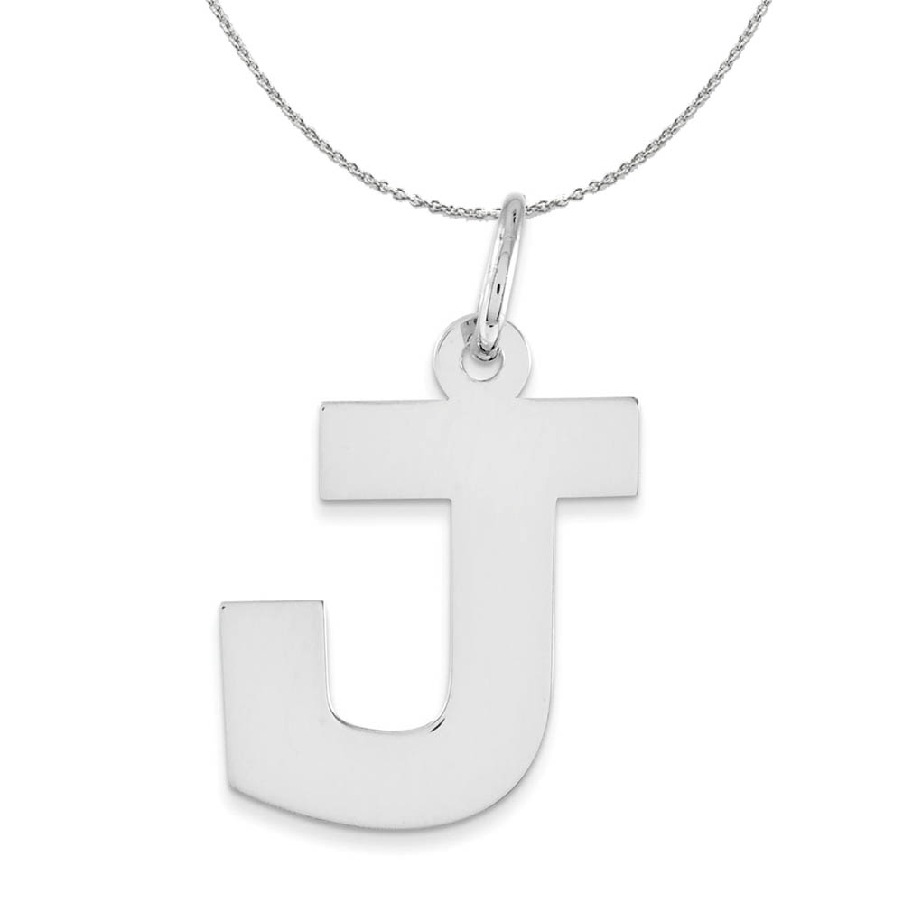 Silver Amanda Collection Block Style Initial J Necklace