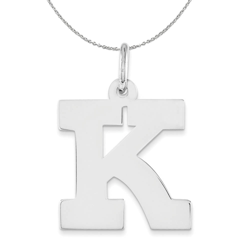 Silver Amanda Collection Block Style Initial K Necklace