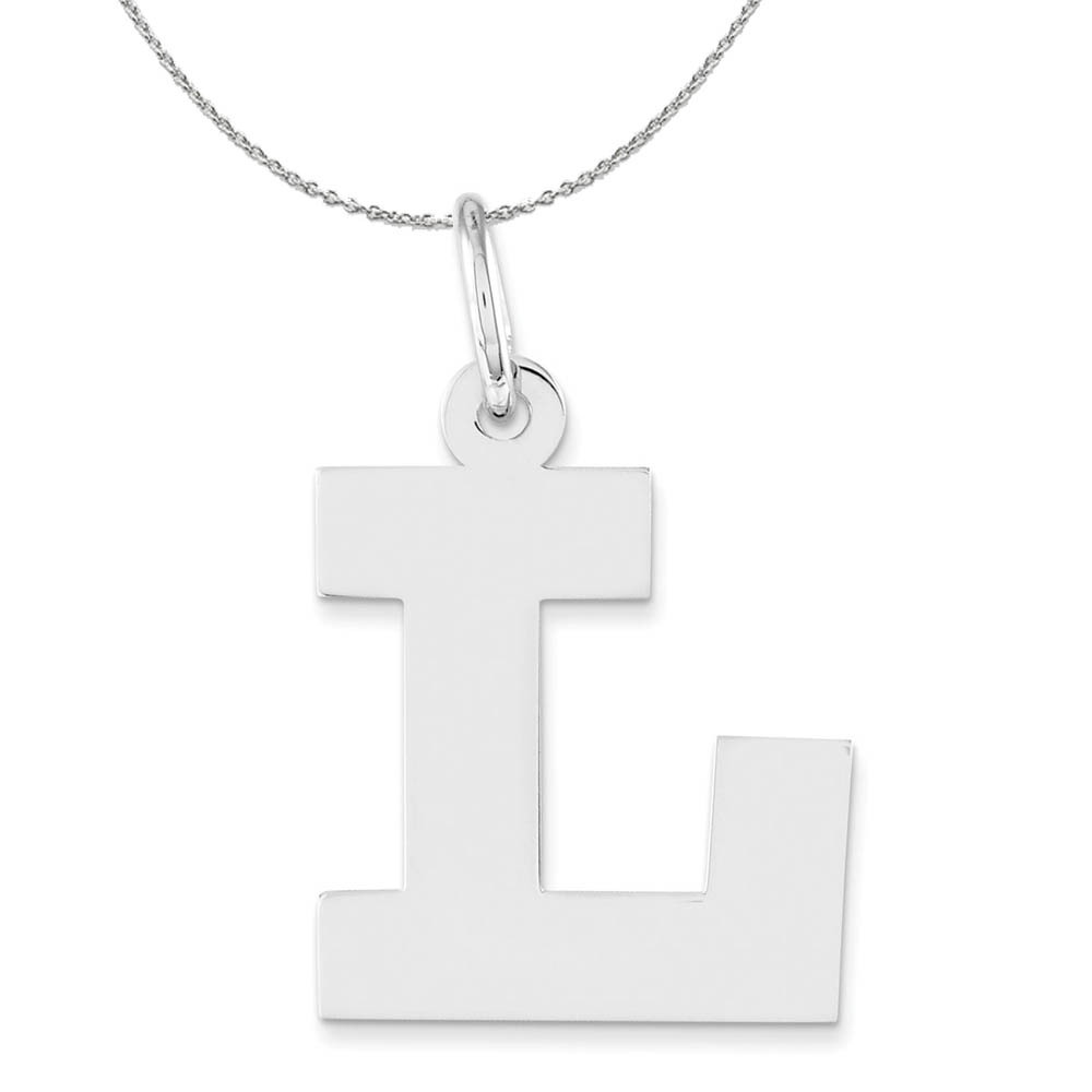 Silver Amanda Collection Medium Block Style Initial Necklace