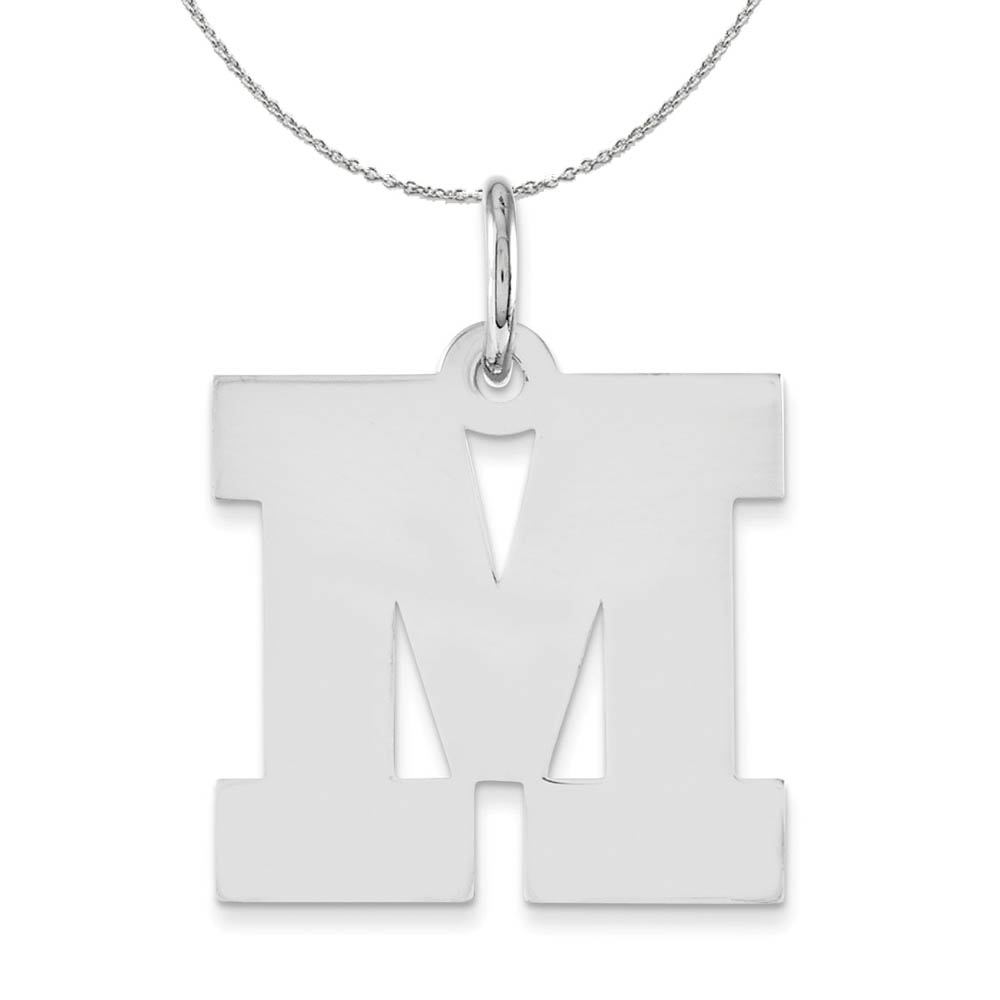 Silver Amanda Collection Medium Block Style Initial Necklace