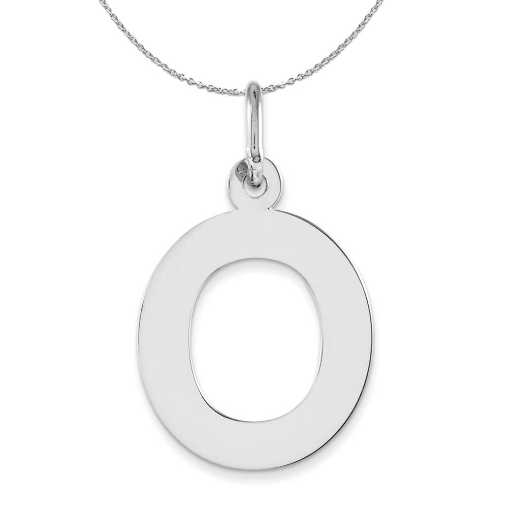 Silver Amanda Collection Block Style Initial O Necklace