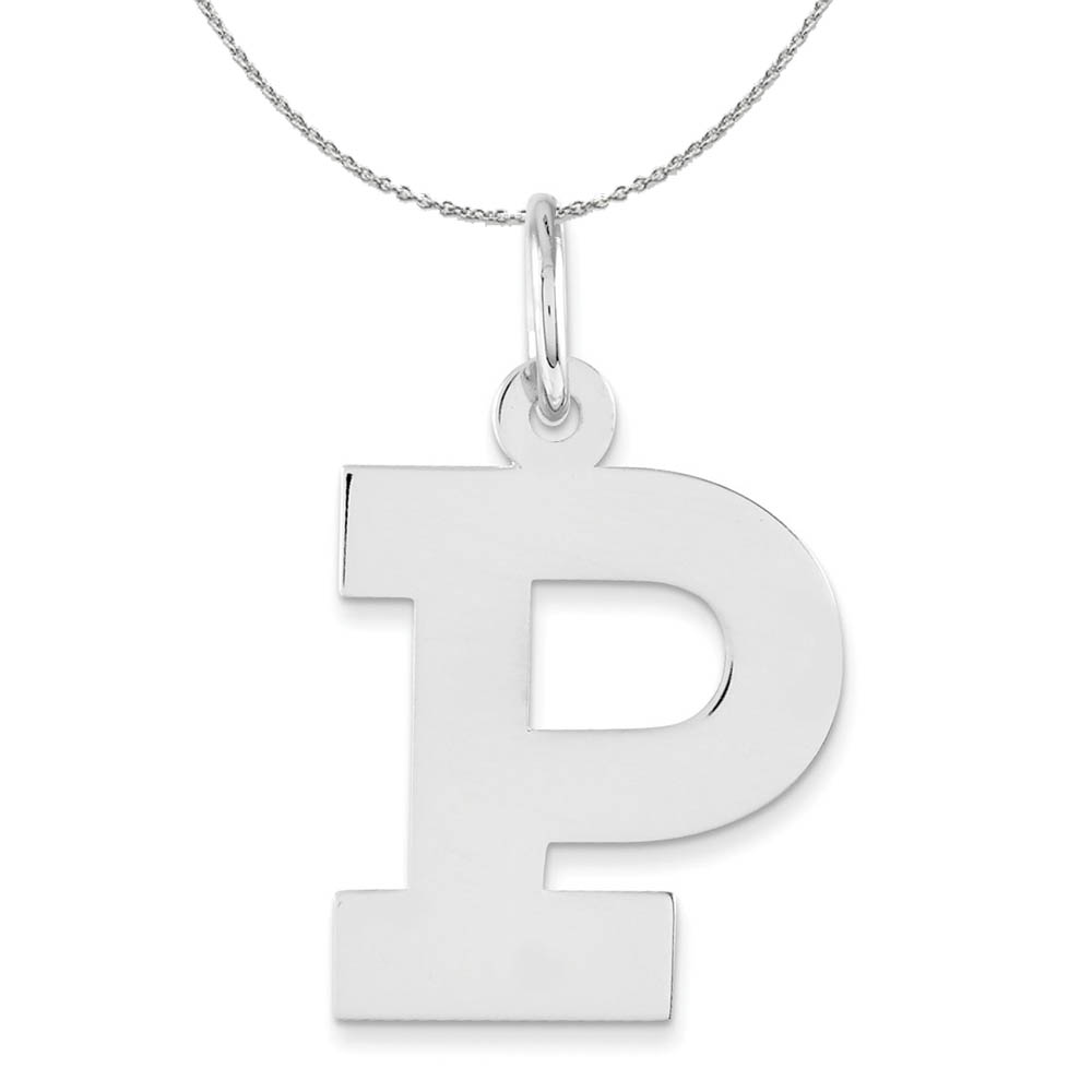 Silver Amanda Collection Block Style Initial P Necklace