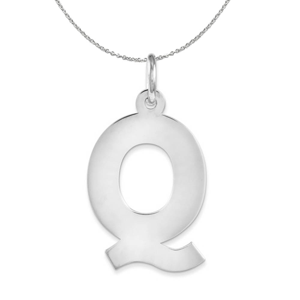 Silver Amanda Collection Block Style Initial Q Necklace
