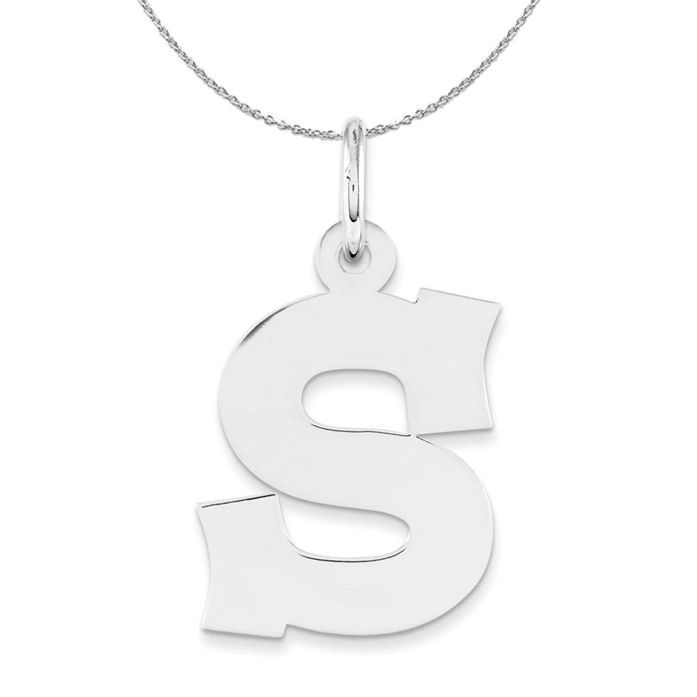 Silver Amanda Collection Medium Block Style Initial Necklace