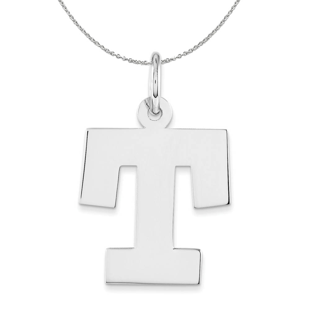 Silver Amanda Collection Block Style Initial T Necklace