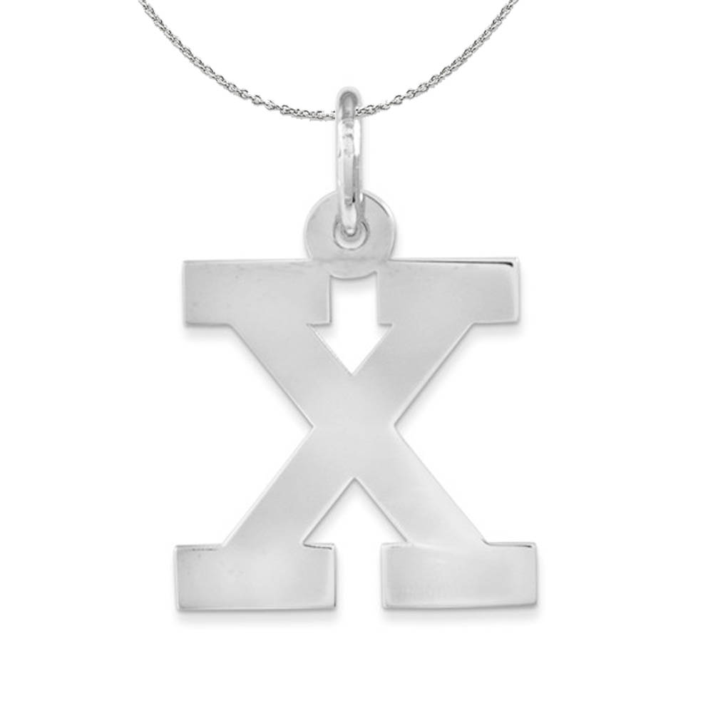 Silver Amanda Collection Block Style Initial X Necklace