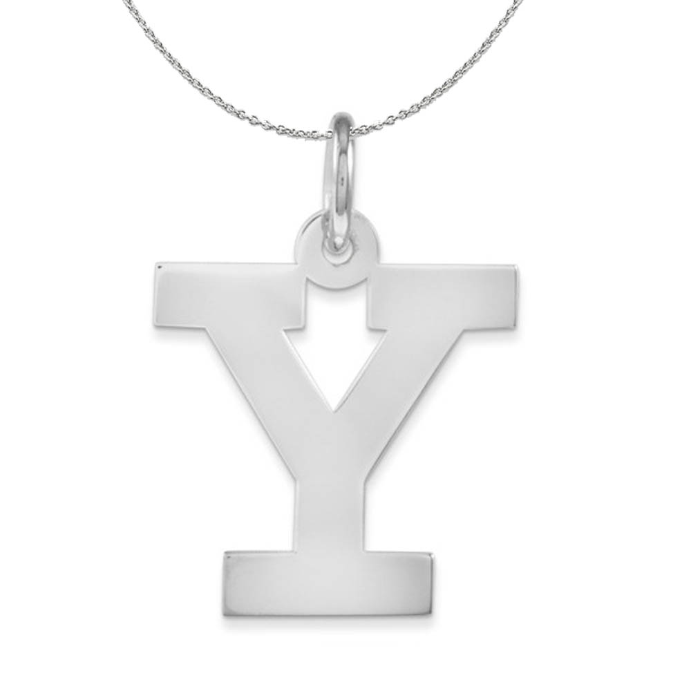 Silver Amanda Collection Block Style Initial Y Necklace