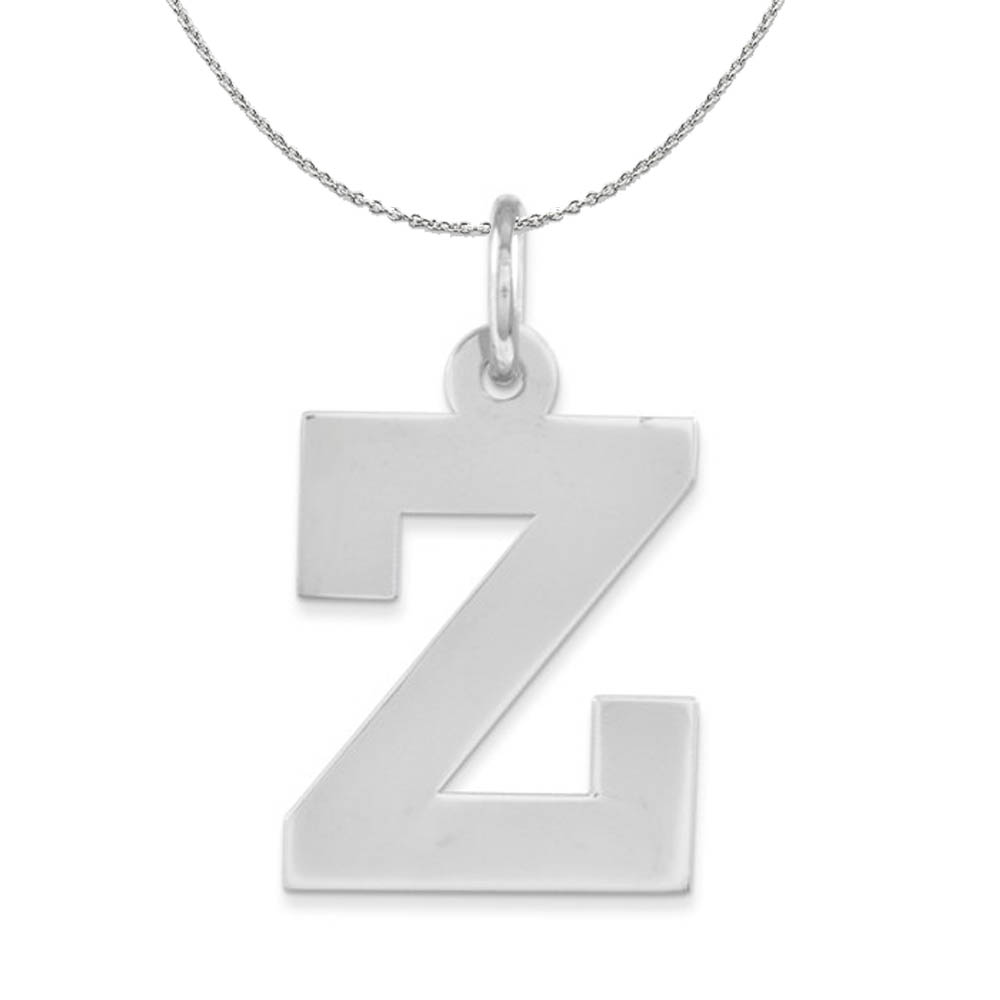 Silver Amanda Collection Block Style Initial Z Necklace