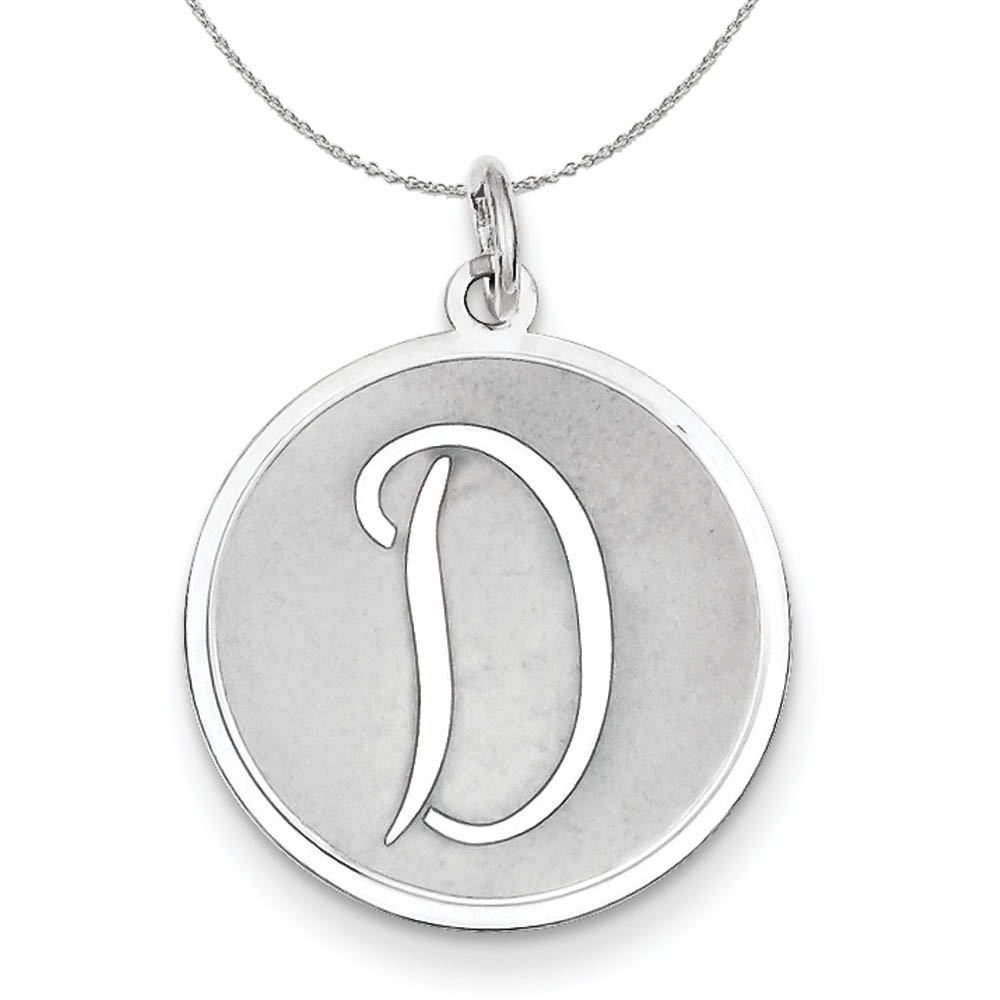 Sterling Silver, Makayla Collection, 20mm Disc Initial D Necklace