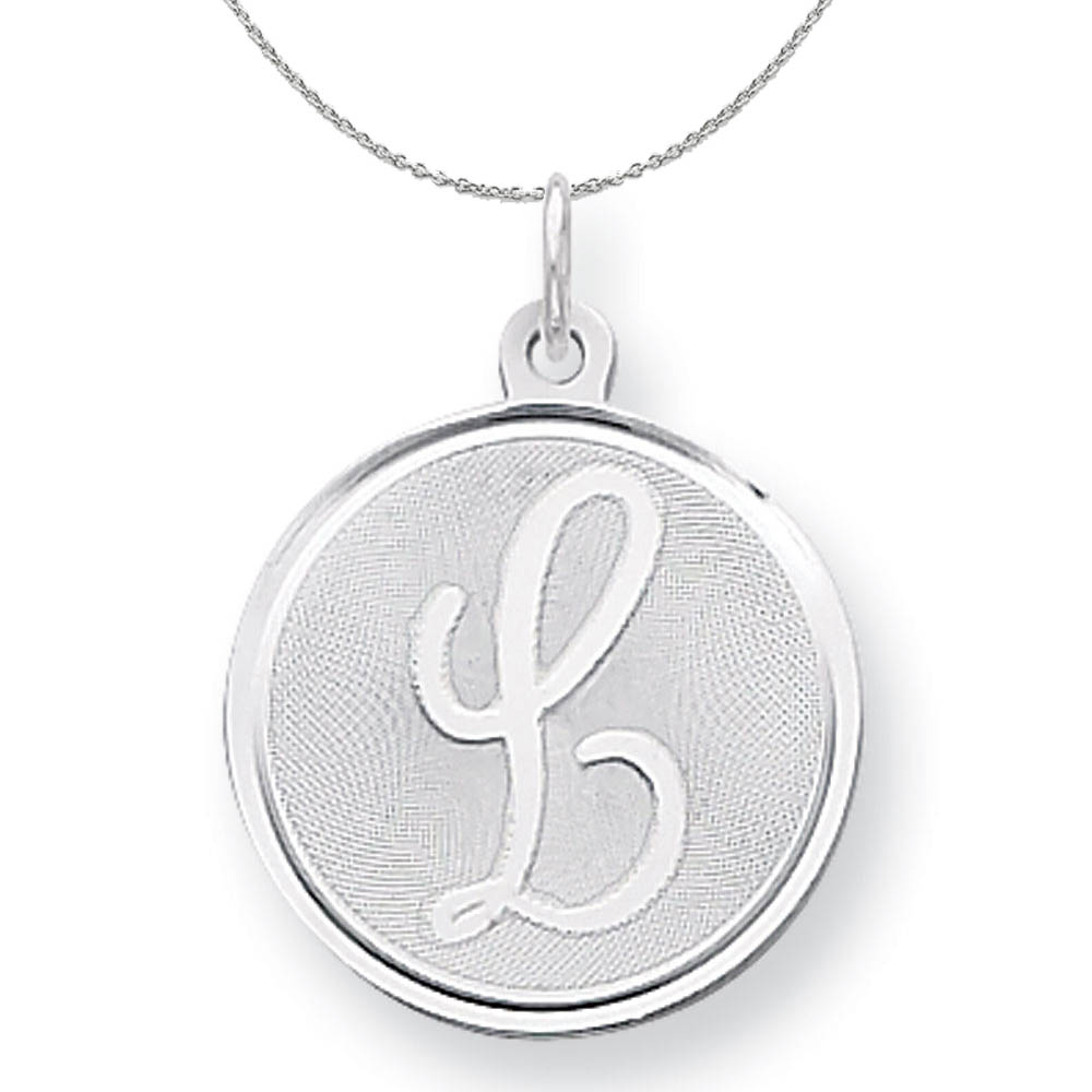 Sterling Silver, Makayla Collection, 20mm Disc Initial Necklace
