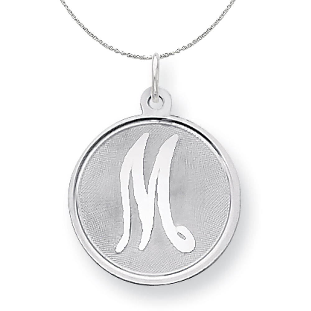 Sterling Silver, Makayla Collection, 20mm Disc Initial Necklace