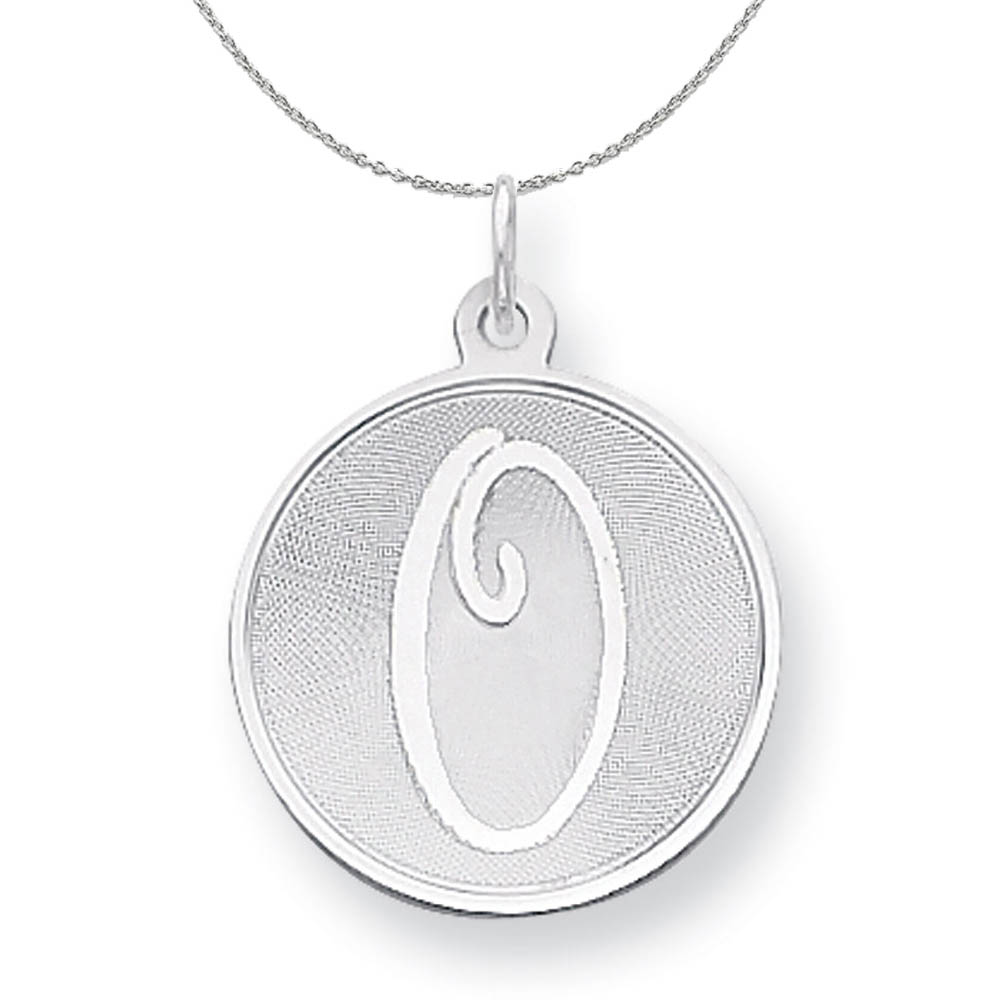 Sterling Silver, Makayla Collection, 20mm Disc Initial O Necklace