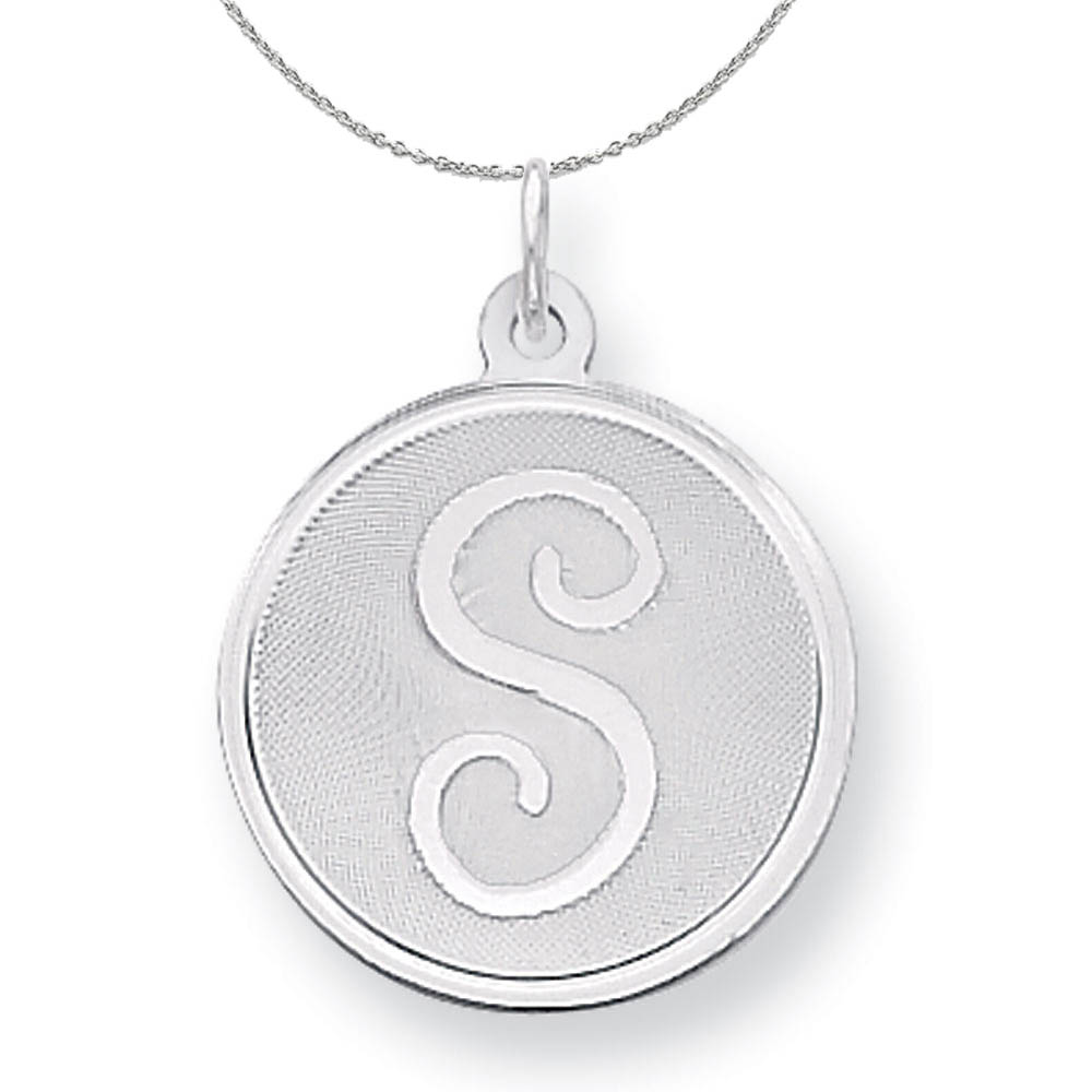 Sterling Silver, Makayla Collection, 20mm Disc Initial Necklace