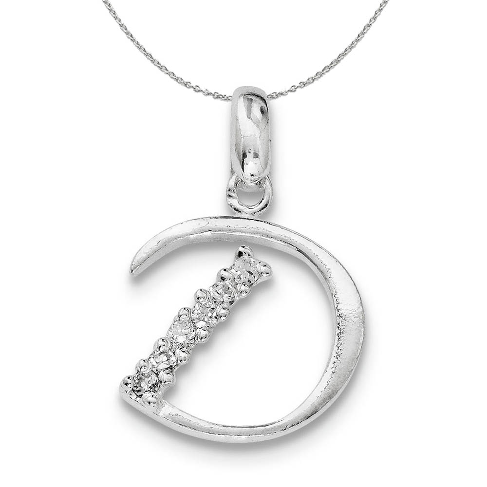 Sterling Silver and CZ, Lauren Collection, Initial D Necklace