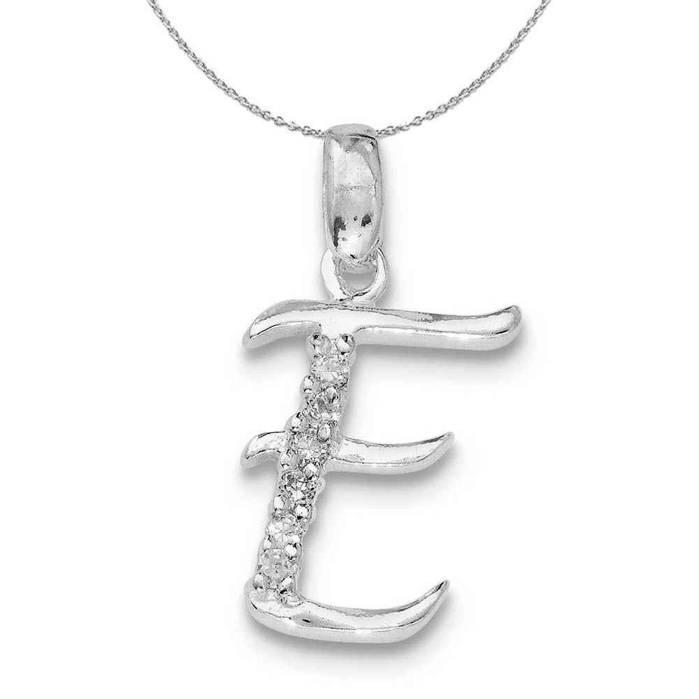 Sterling Silver and CZ, Lauren Collection, Initial E Necklace