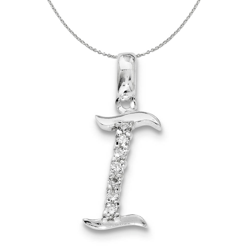 Sterling Silver and CZ, Lauren Collection, Initial I Necklace