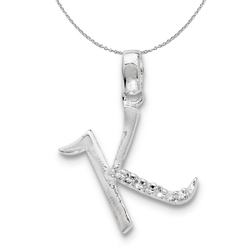 Sterling Silver and CZ, Lauren Collection, Initial K Necklace