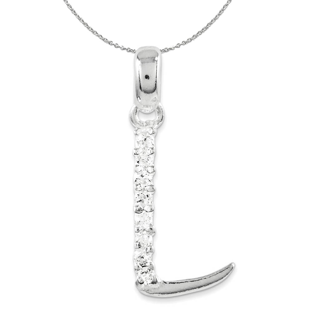 Sterling Silver and CZ, Lauren Collection, Initial Necklace