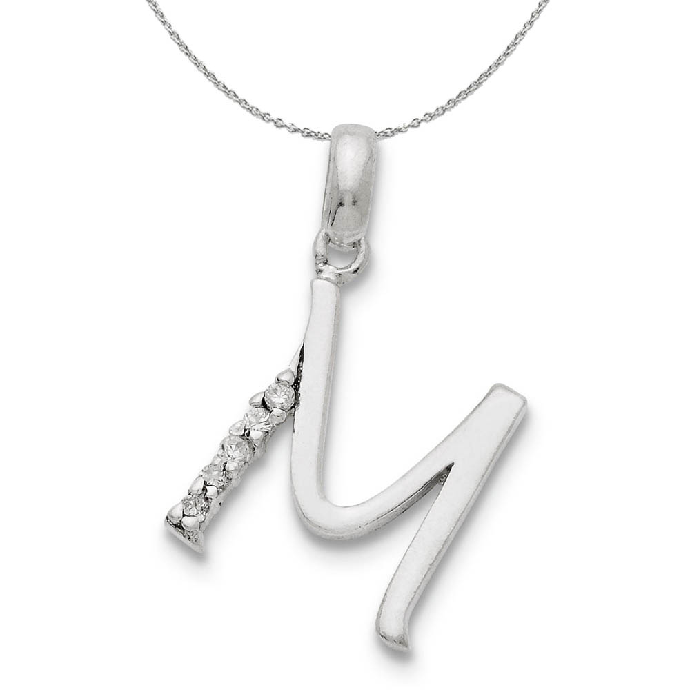 Sterling Silver and CZ, Lauren Collection, Initial Necklace