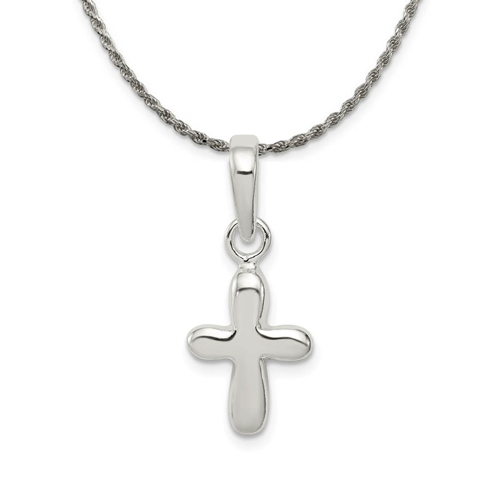 Sterling Silver Polished Cross Pendant Necklace