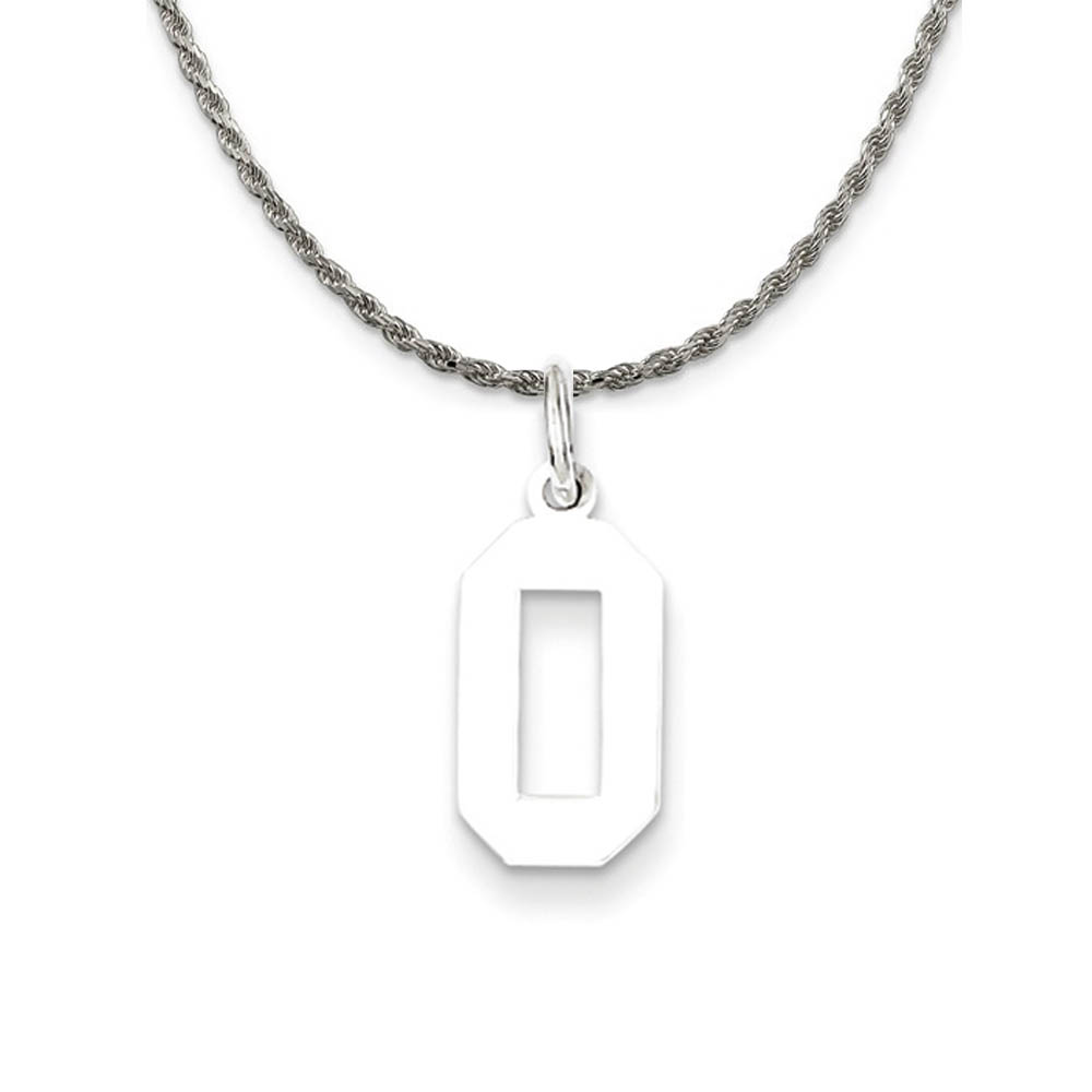 Sterling Silver Athletic Lg Polished Number 0 Necklace