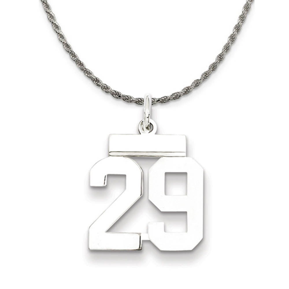 Sterling Silver Athletic Lg Polished Number 29 Necklace