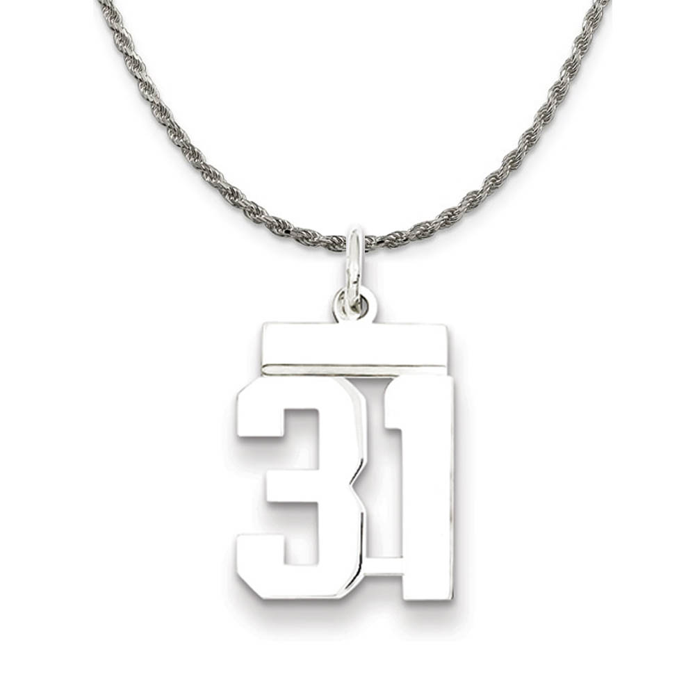 Sterling Silver Athletic Lg Polished Number 31 Necklace
