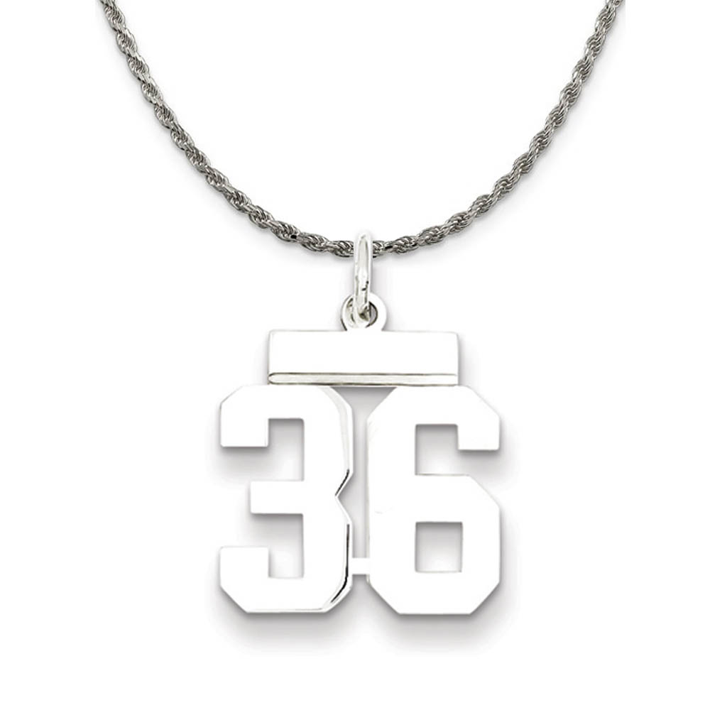 Sterling Silver Athletic Lg Polished Number 36 Necklace