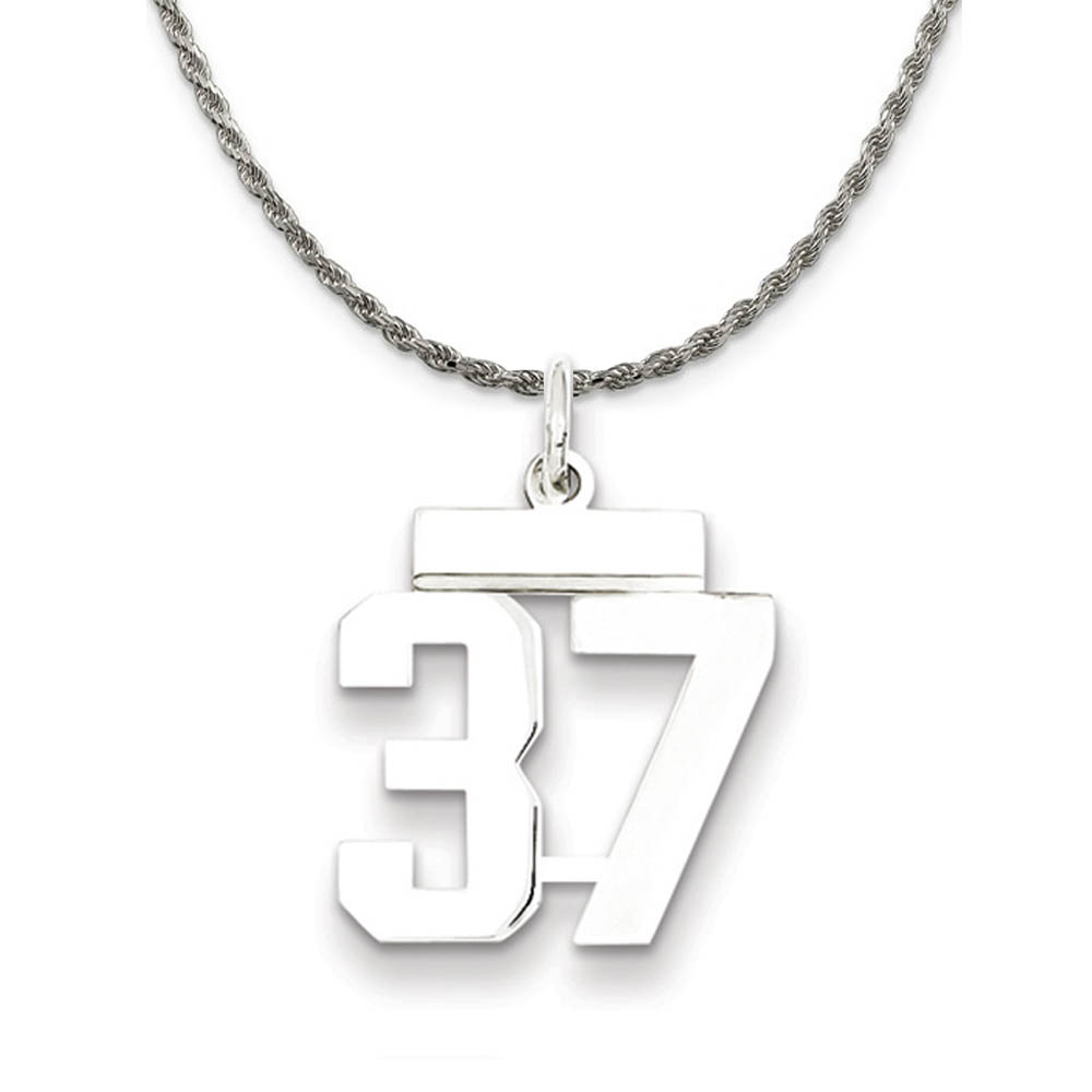 Sterling Silver Athletic Lg Polished Number 37 Necklace