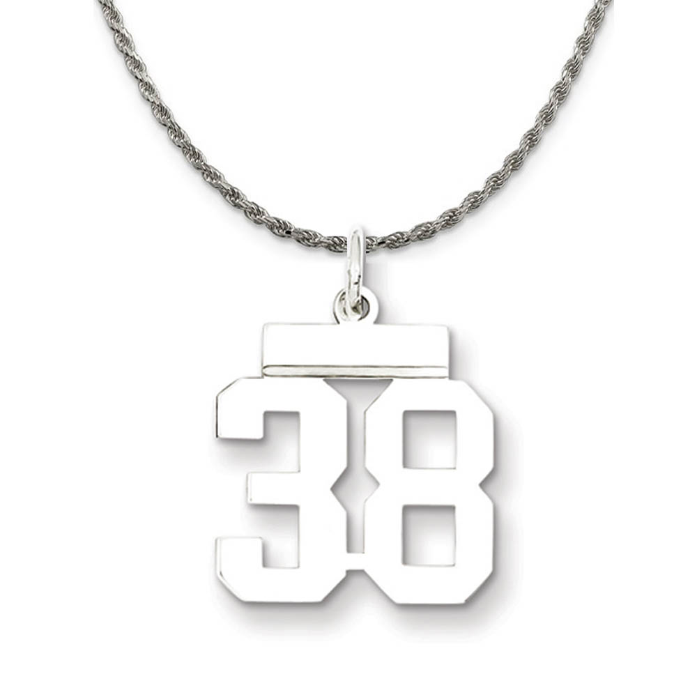 Sterling Silver Athletic Lg Polished Number 38 Necklace