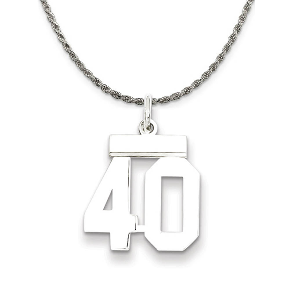 Sterling Silver Athletic Lg Polished Number 40 Necklace