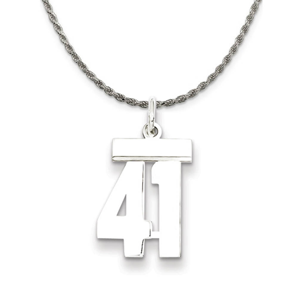 Sterling Silver Athletic Lg Polished Number 41 Necklace