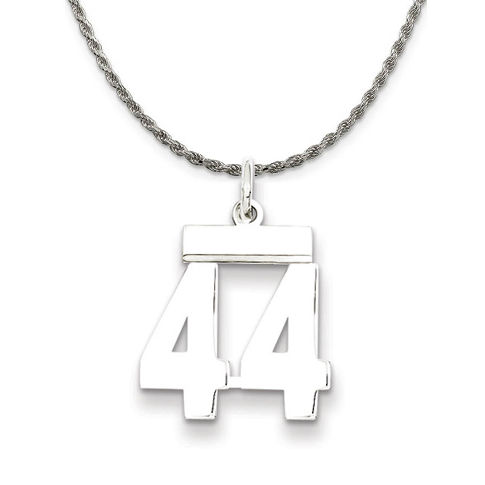 Sterling Silver Athletic Lg Polished Number 44 Necklace