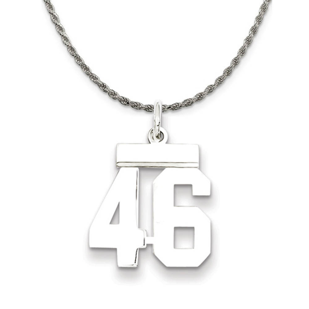 Sterling Silver Athletic Lg Polished Number 46 Necklace