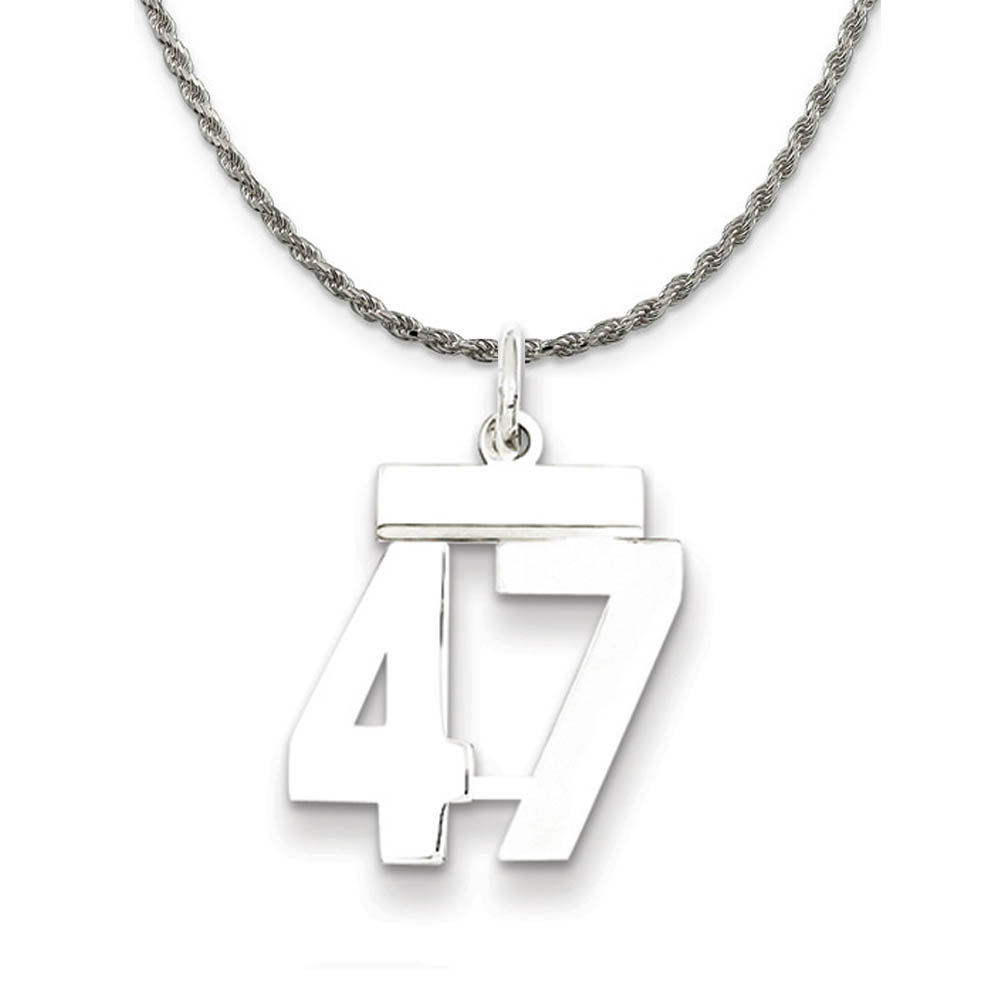 Sterling Silver Athletic Lg Polished Number 47 Necklace