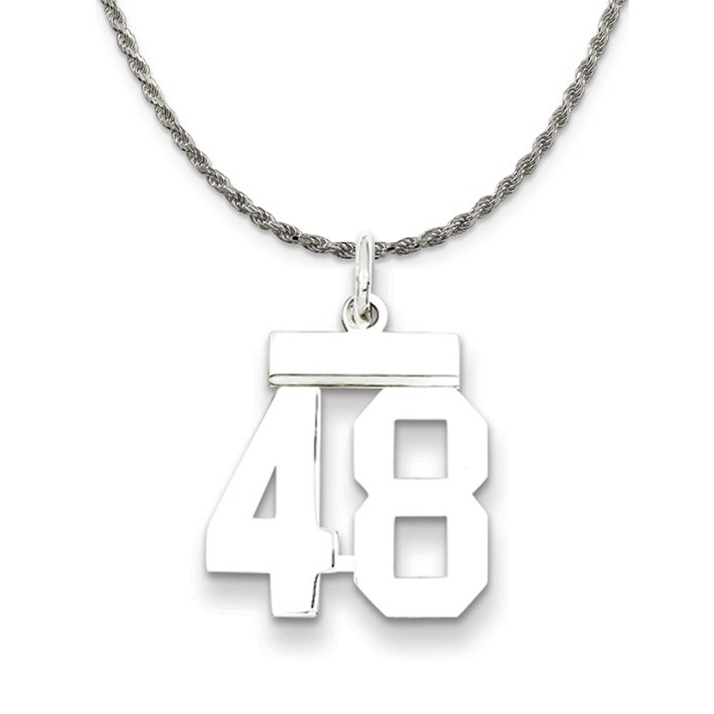 Sterling Silver Athletic Lg Polished Number 48 Necklace