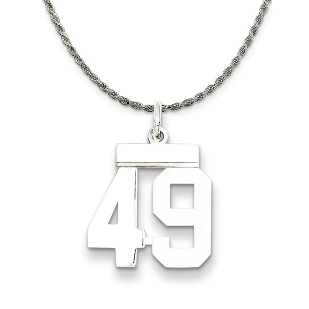 Sterling Silver Athletic Lg Polished Number 49 Necklace