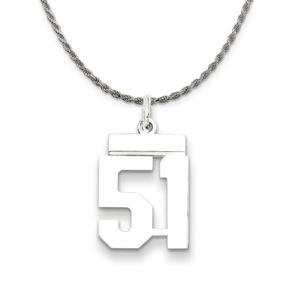 Sterling Silver Athletic Lg Polished Number 51 Necklace