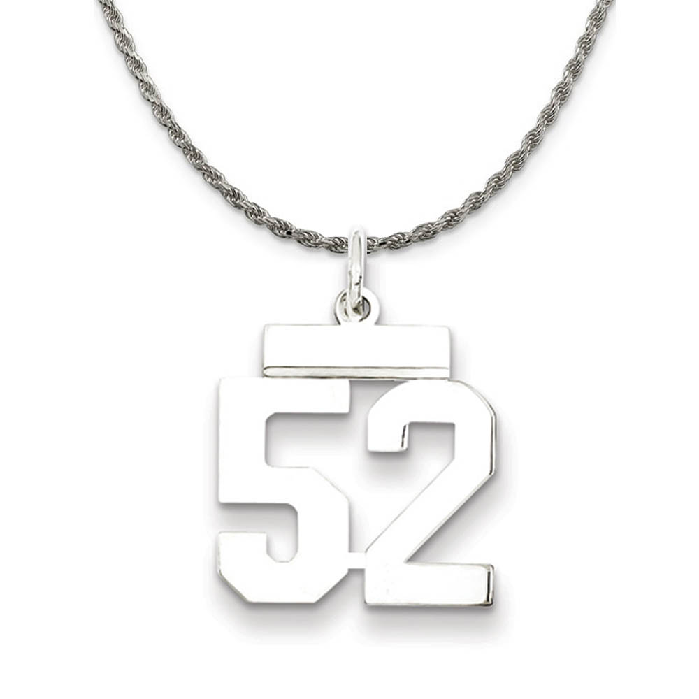 Sterling Silver Athletic Lg Polished Number 52 Necklace
