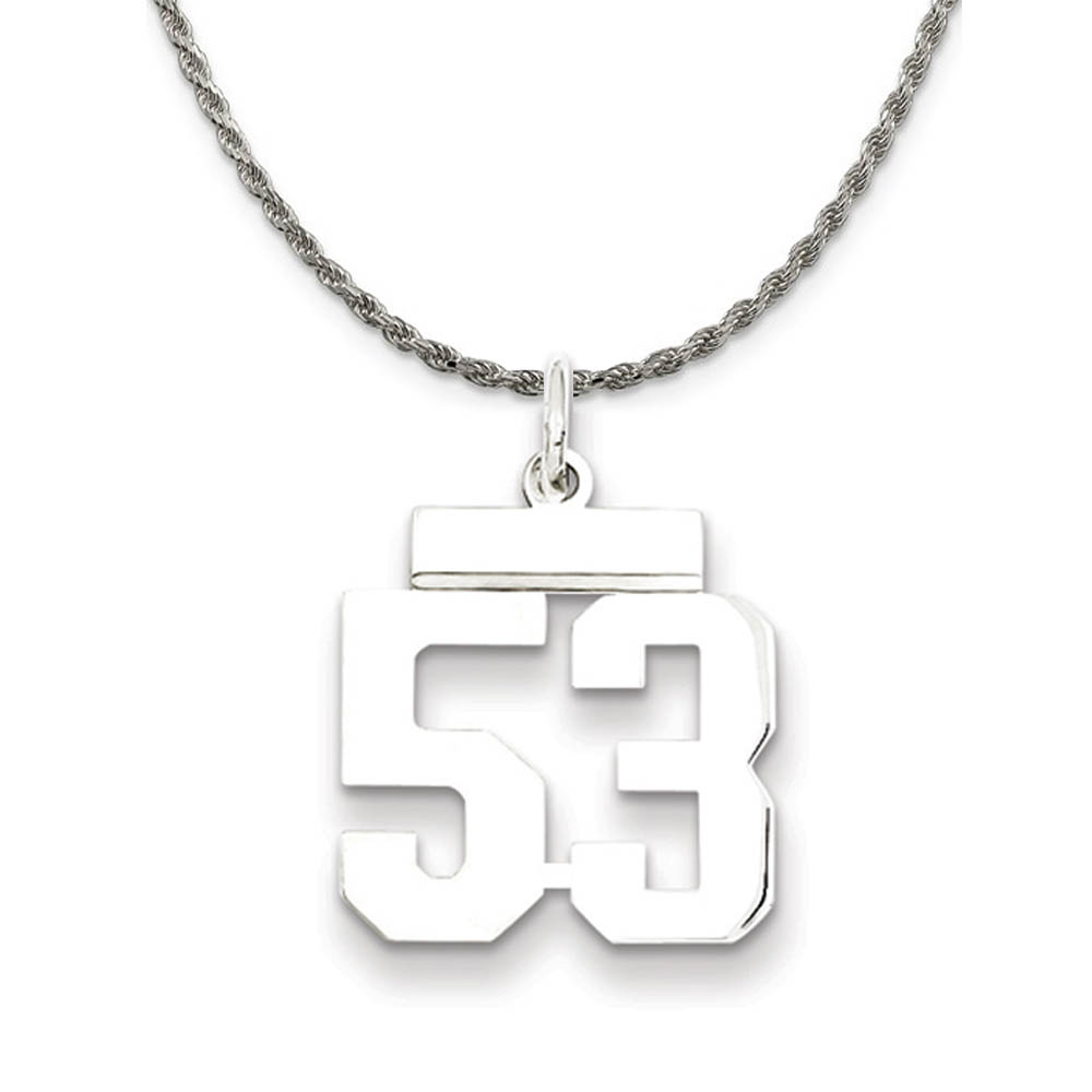 Sterling Silver Athletic Lg Polished Number 53 Necklace