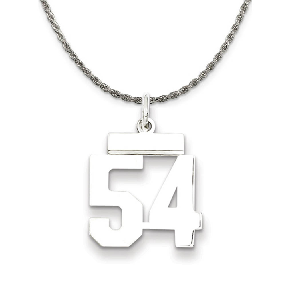 Sterling Silver Athletic Lg Polished Number 54 Necklace